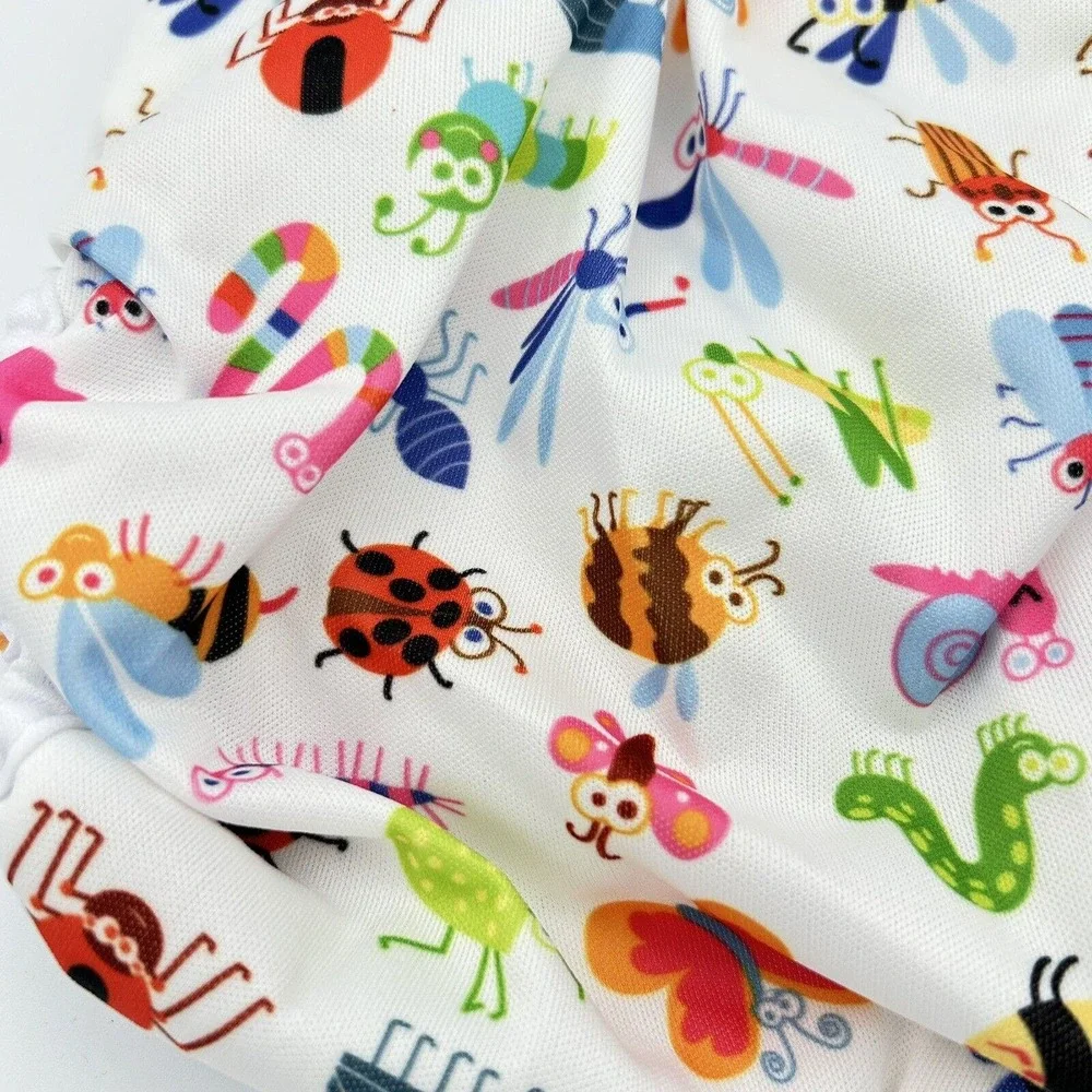 Baby Diaper Cover Adjustable Snap Bugs‎ Insect Print Bees, Butterfly One Size